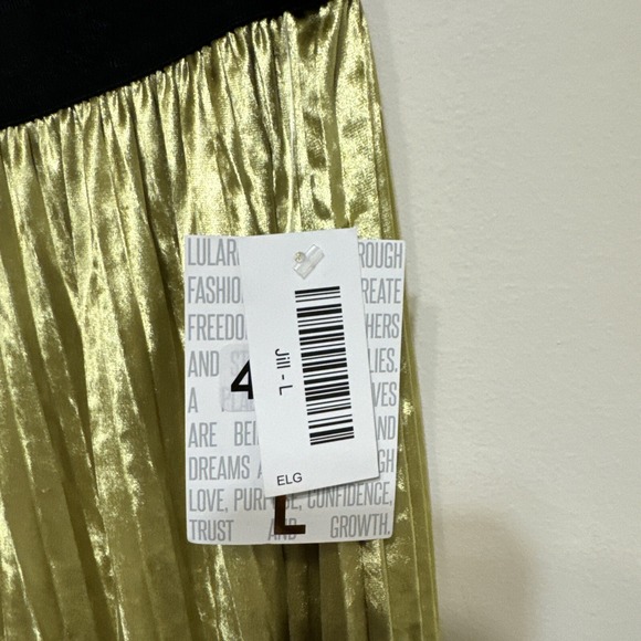 LuLaRoe Women's Skirt Sz L Gold Velvet Pleated Shimmer (29" Length) NWT - Picture 4 of 7